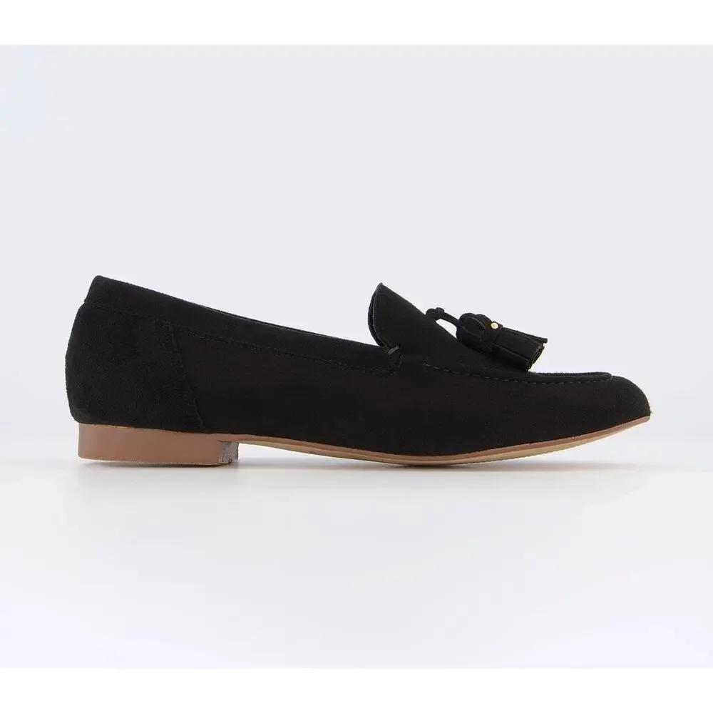 Office London Retro Black Leather Suede Loafers Size 39